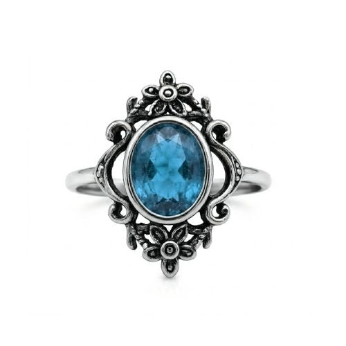 Flowers Stainless Steel Ring with Zirconia - Floral Ornament 4 Colours