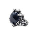 Stainless steel ring with stone and claws, Width: approx. 2.1 cm, Material: stainless steel with faceted zirconia.