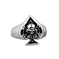 STEEL RING ACE OF SPADES SKULL