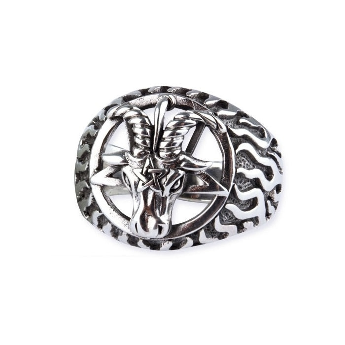 Stainless steel Ram Skull ring Height: approx. 1.9 cm, Material: stainless steel.