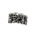 Stainless steel ring with skulls and bones, Height: approx. 1.5 cm, Material: stainless steel.