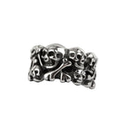Stainless steel ring with skulls and bones, Height: approx. 1.5 cm, Material: stainless steel.