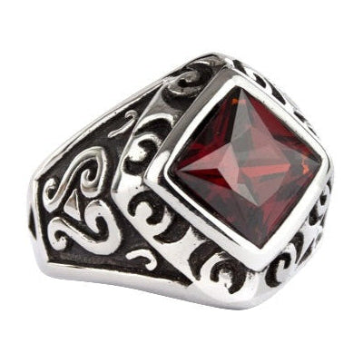 RED SQUARE STEEL RING
