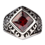 RED SQUARE STEEL RING