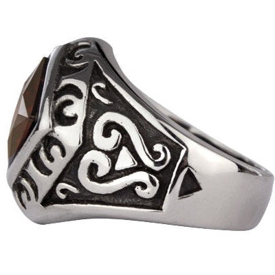 RED SQUARE STEEL RING