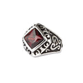 Premium Red Square Stainless Steel Ring - Bold Gothic Style
