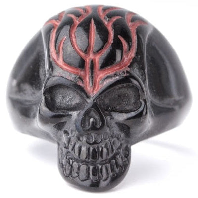 BLACK SKULL STEEL RING