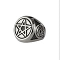 Pentagram ring Size: Ø 2.1 cm, Material: stainless steel.