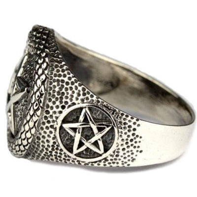 RING PENTAGRAM WITH SNAKE