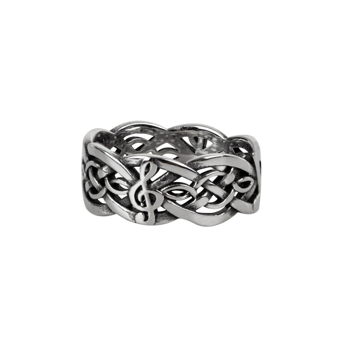 This Celtic knot and treble clef symbolize enduring connection and harmonious melody. Made of durable stainless steel, approx. 10 mm wide