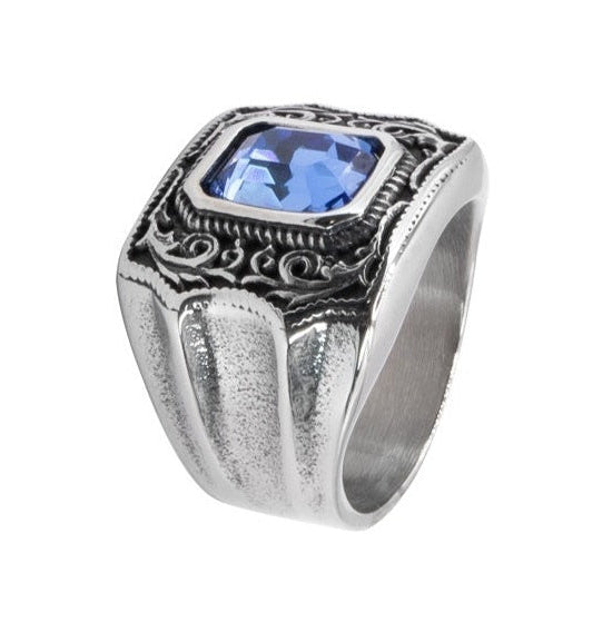 VICTORIAN BLUE STEEL RING