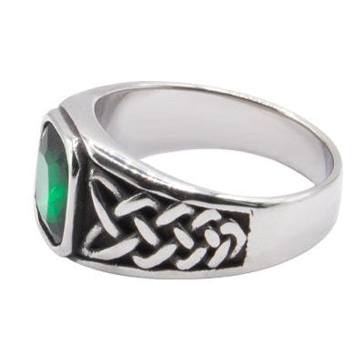 Celtic Green Steel Ring