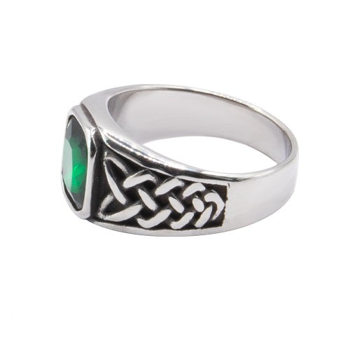 Celtic Green Steel Ring