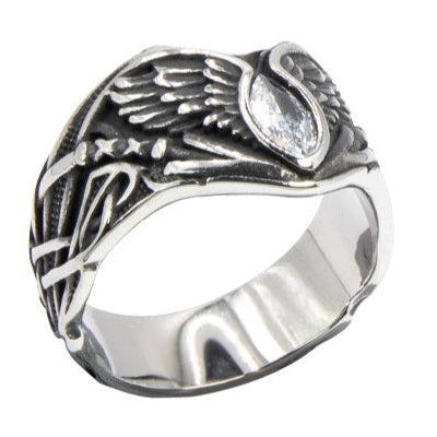 WHITE WING STEEL RING