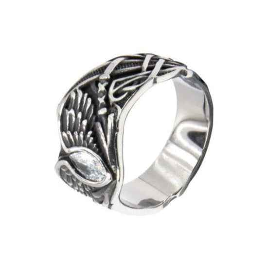 WHITE WING STEEL RING