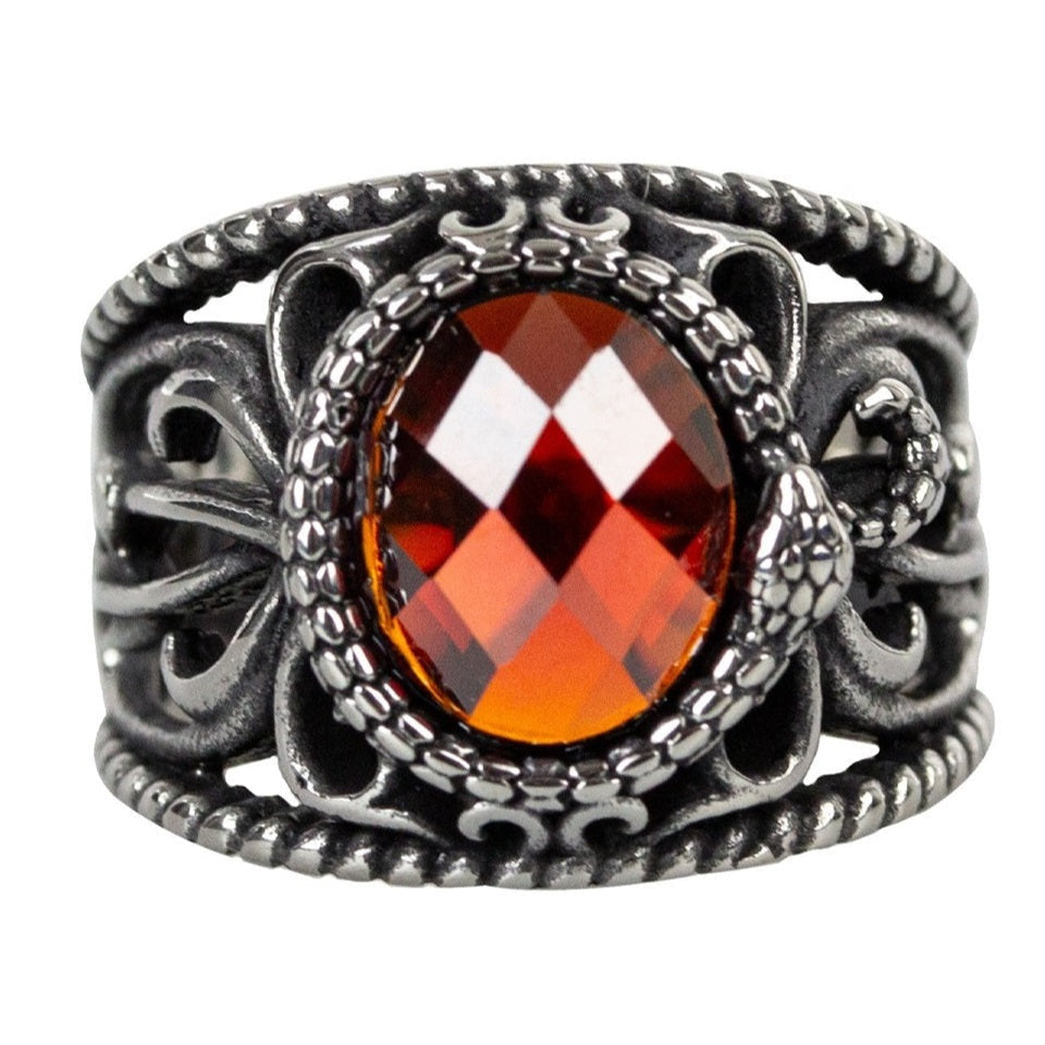 RED SNAKE STEEL RING