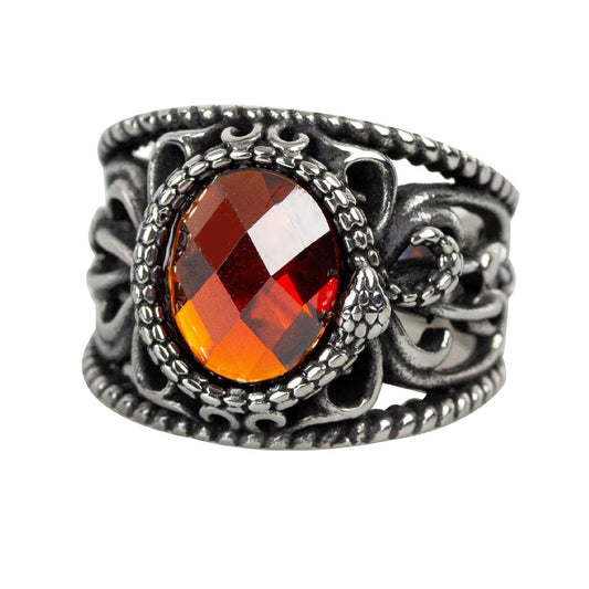 RED SNAKE STEEL RING