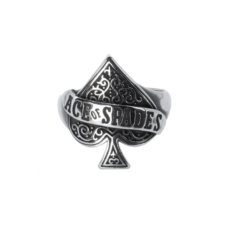 Ring Ace of Spades, Height: approx. 2.4 cm, Material: stainless steel.