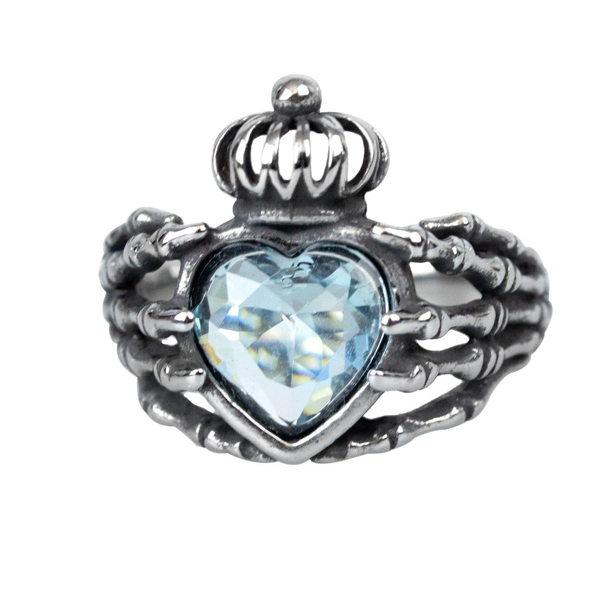 STEEL RING ICE BLUE CLADDAGH