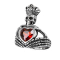 STEEL RING DARK RED CLADDAGH