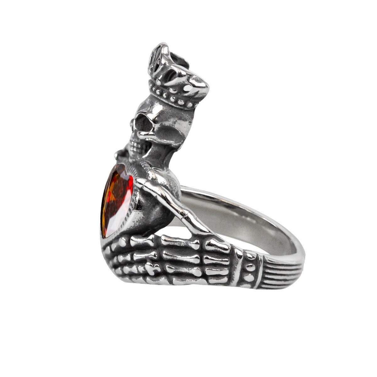 STEEL RING DARK RED CLADDAGH