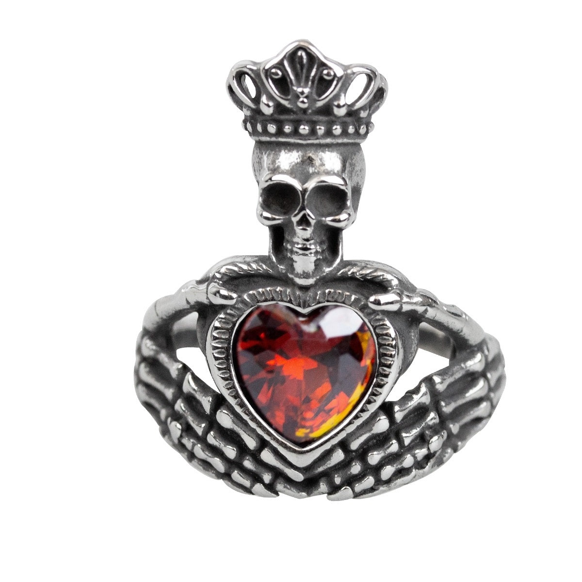 STEEL RING DARK RED CLADDAGH