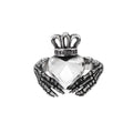This traditional Irish wedding ring features a distinctive design of skeleton hands, symbolizing eternal love and loyalty. With a height of approximately 2.0 cm, it is a visually striking and meaningful addition to any alternative jewelry collection.