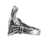 This traditional Irish wedding ring features a distinctive design of skeleton hands, symbolizing eternal love and loyalty. With a height of approximately 2.0 cm, it is a visually striking and meaningful addition to any alternative jewelry collection.