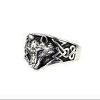Stainless steel ring Wolf Width: approx. 1.6 cm, Material: stainless steel.