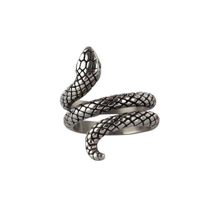Big snake ring with zirconia, Width: approx. 2.7 cm, Material: stainless steel with zirconia.