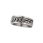 Stainless steel ring Mesh Width: 0.8 cm, Material: polished and matt stainless steel.