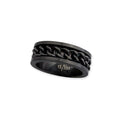 Black Mesh Steel Ring Width: 0.8cm, Material: black stainless steel, polished and matt.