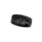 Black Mesh Steel Ring Width: 0.8cm, Material: black stainless steel, polished and matt.
