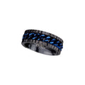 Black Blue Mesh Steel Ring Width: 0.8cm, Material: stainless steel, polished and matt.