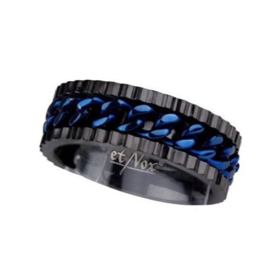 Black and Blue MESH STEEL RING