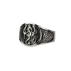 Signet ring, Celtic with dragon, Height: approx. 1.4 cm, Material: stainless steel.