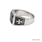 Red Iron Cross Stainless Steel Signet Ring