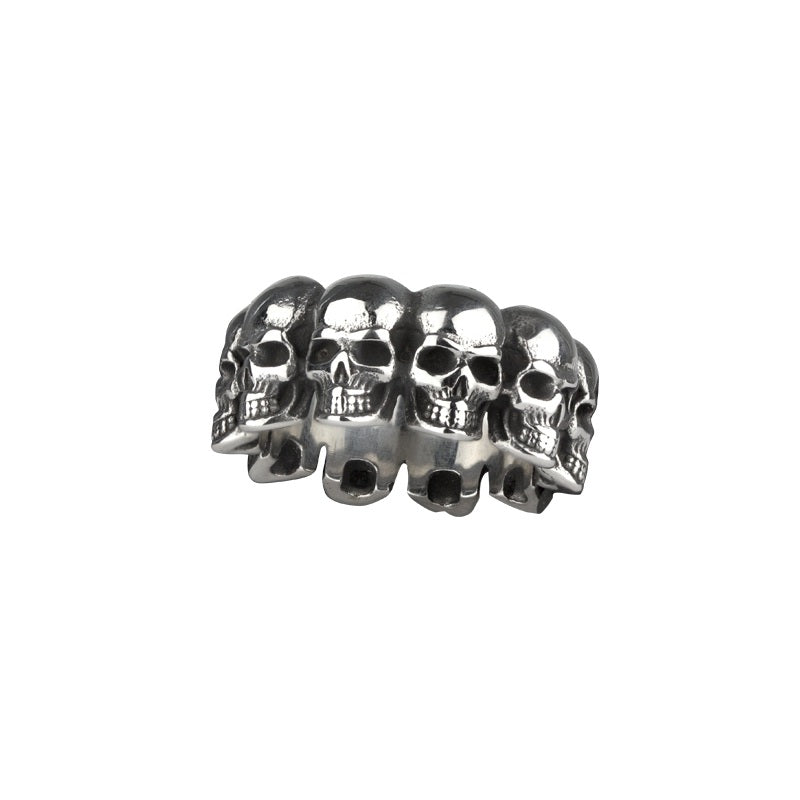Stainless steel ring with skulls, Height: approx. 1.2 cm, Material: stainless steel.
