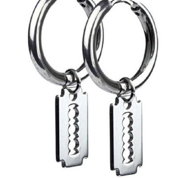 STAINLESS STEEL EARRINGS RAZOR BLADE