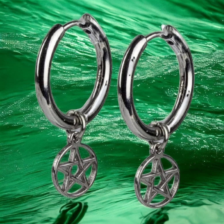 STEEL EARRINGS PENTAGRAM