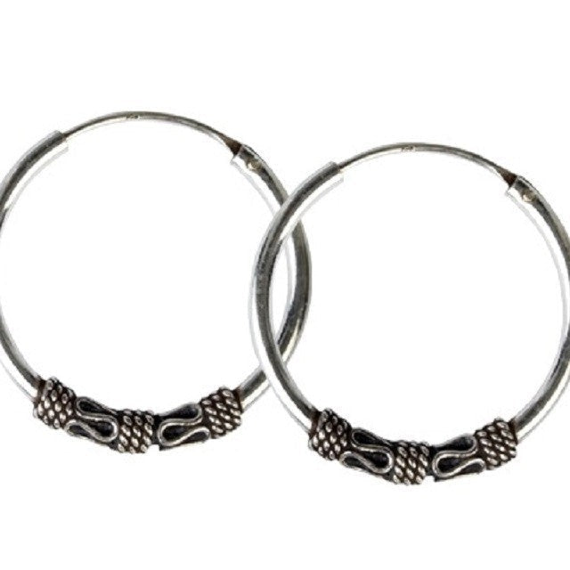 STERLING SILVER EARRINGS BALI CREOLE