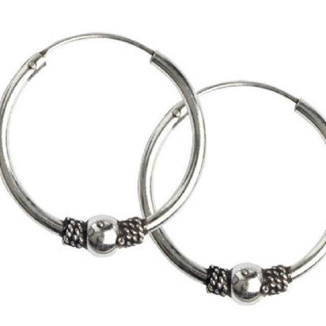 STERLING SILVER EARRINGS BALI CREOLE MEDIUM