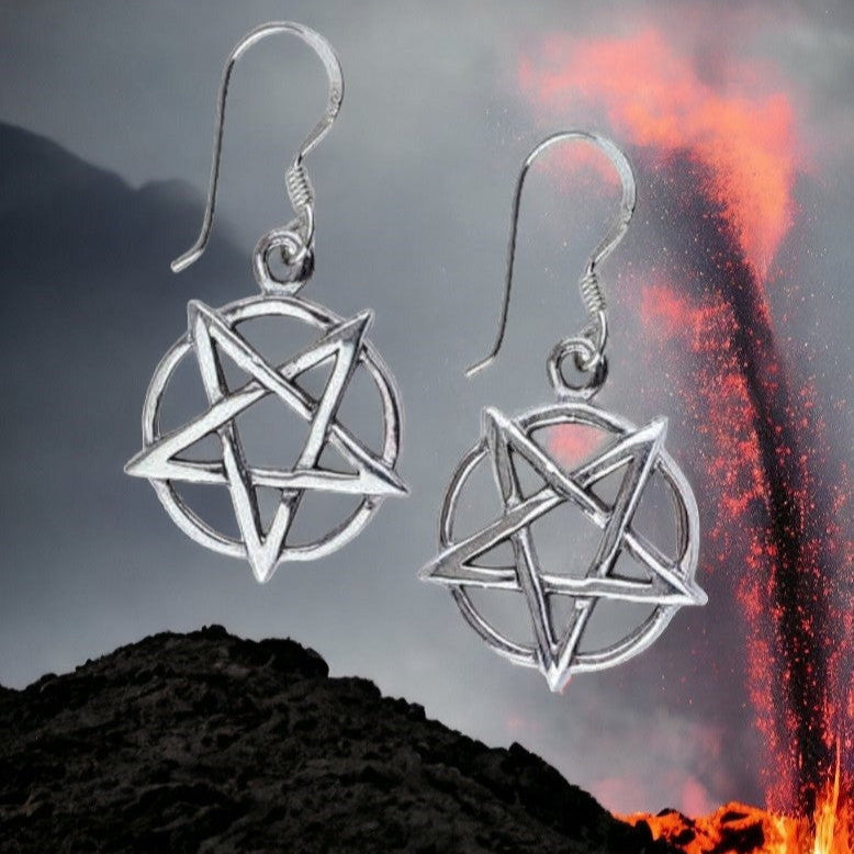 STERLING SILVER EARRINGS PENTAGRAM
