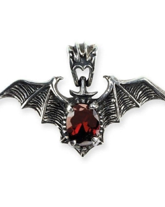 STERLING SILVER PENDANT RED BAT