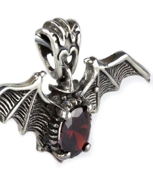 STERLING SILVER PENDANT RED BAT