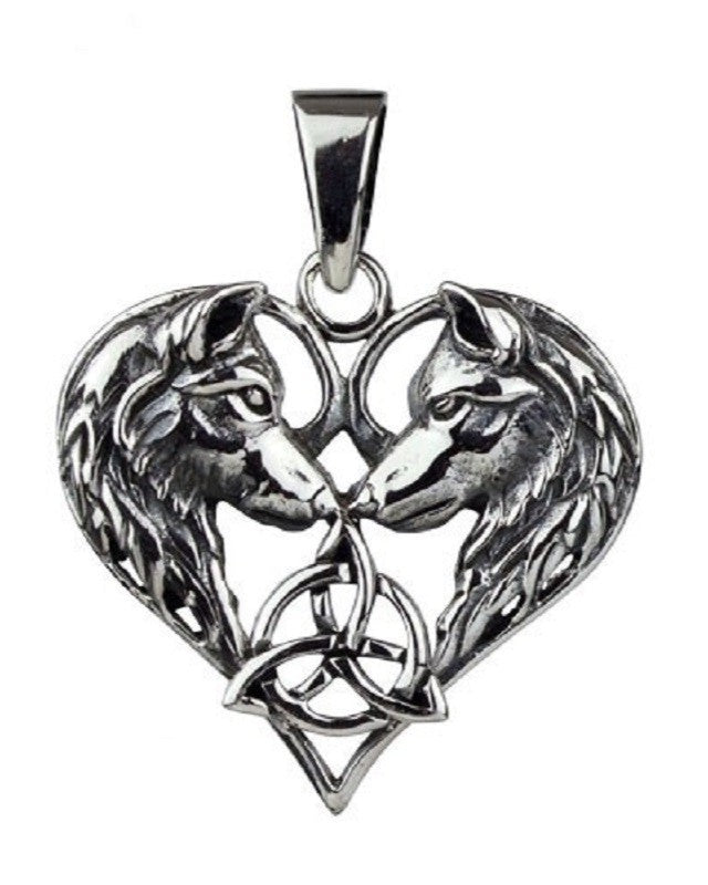 STERLING SILVER PENDANT WOLF HEART