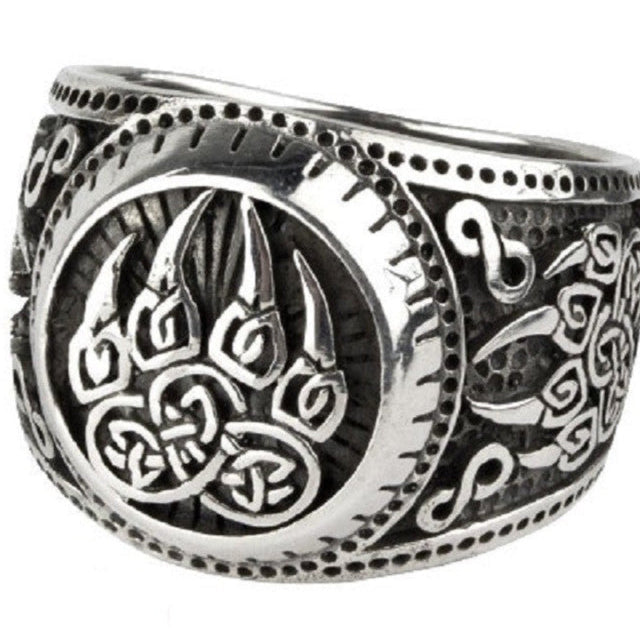 STERLING SILVER RING BEAR PAW
