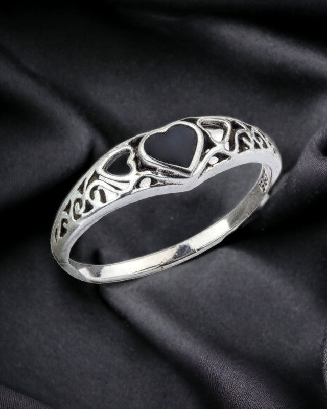 STERLING SILVER RING BLACK HEART