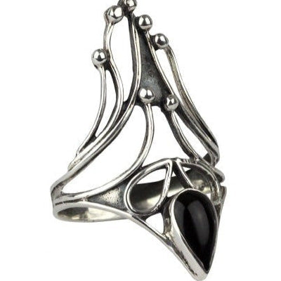 STERLING SILVER RING BLACK NAIL