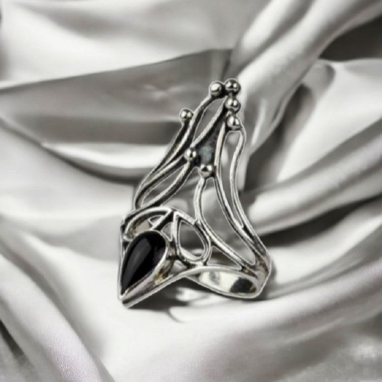 STERLING SILVER RING BLACK NAIL